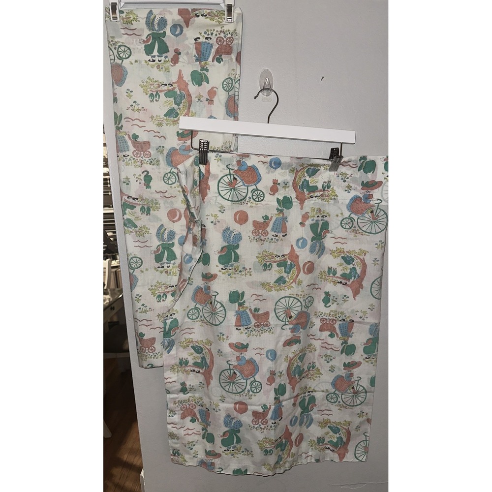 2 Standard Pillowcases Holly Hobbie Strawberry Shortcake Style Cotton Fabric 70s